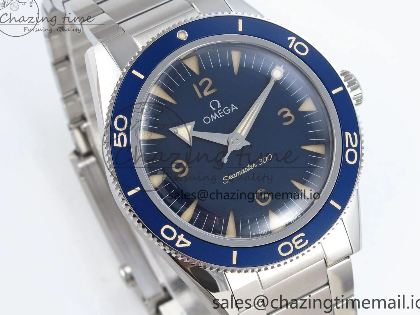0401 Elegant Seamaster 300 Heritage SS VSF 1:1 Best Edition Blue Dial on SS Bracelet A 7701